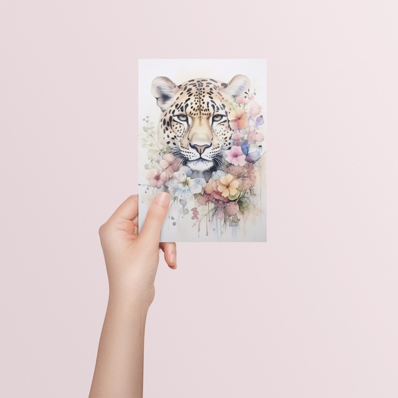 Watercolor Leopard Portrait Wall Art Illustration Print Poster Unframed - Picture 5 of 5